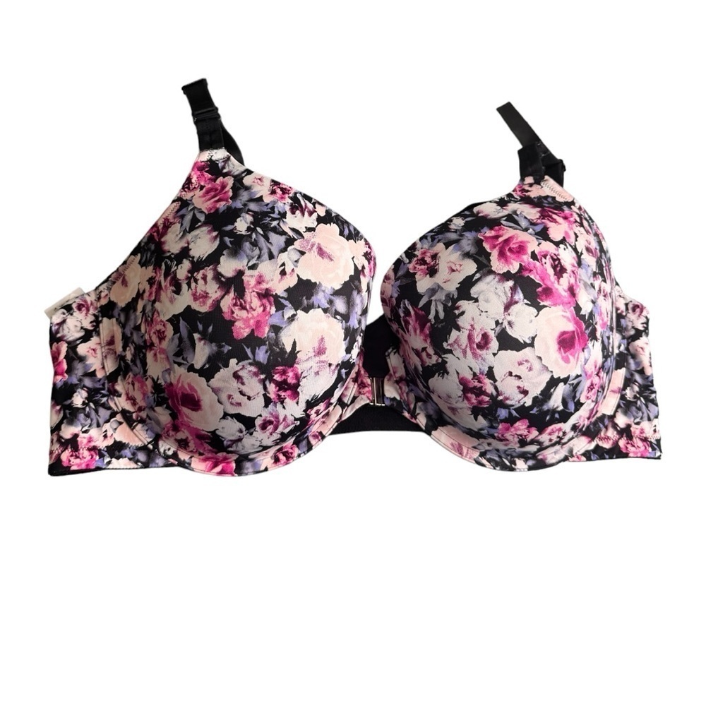Pennington's Deesse Plunge Floral Bra Front Closure Size 44DD